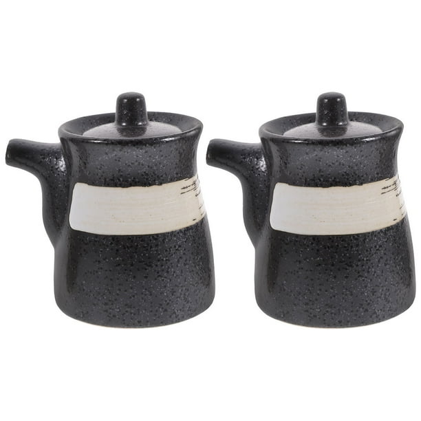 Botella de cerámica para salsa de soja, frascos para vinagre, botella de aceite, recipientes para vinagre, 2 uds.