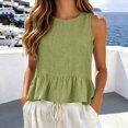 thumbnail image 2 of WEIWEN Linen Tank Tops for Women Dressy Casual Ruffle Hem Sleeveless Vest Shirts Womens Summer Outfits 2026 Trendy Beach Vacation Blouses Green, S, 2 of 6