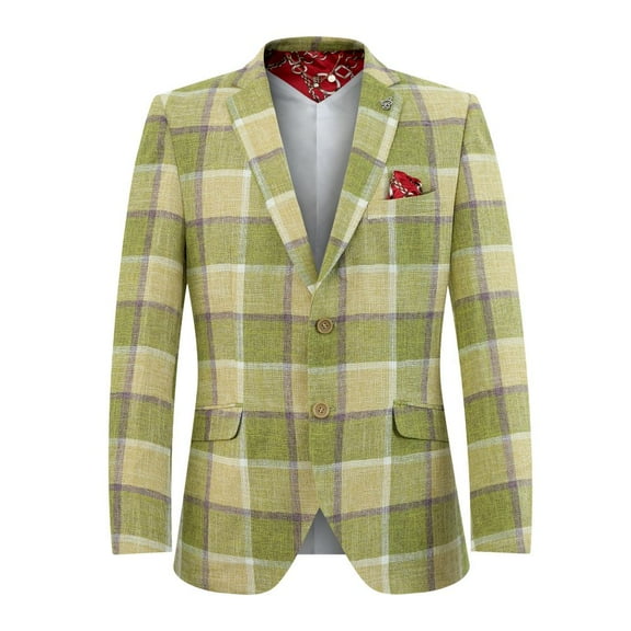 Elie Balleh Men's Green Big Plaid Blazers Sports Coat Jacket
