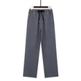 thumbnail image 2 of PIWHJQK Men Long Pants Loungewear Pants Men Solid Embroidered Pocket Pants with Drawstring Elastic Waist Men Casual Pants, 2 of 6