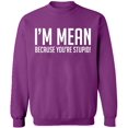 thumbnail image 2 of OXI Crewneck Sweatshirt - I Am Mean Because You Are Stupid, Basic Casual Sweatshirts for Men's and Women Fleece Sweatshirt Long Sleeve - Purple Large, 2 of 2