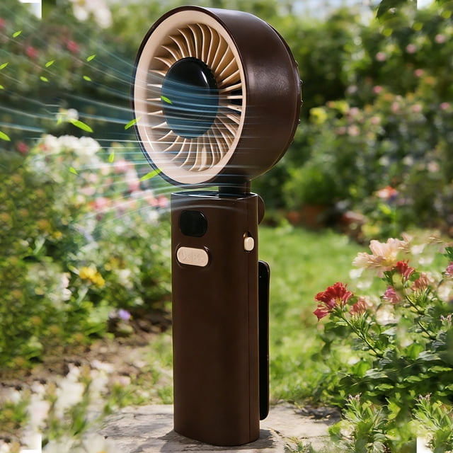 Mini ventilador portátil recargable por USB con pantalla digital: ventilador portátil de alta velocidad con cabezal giratorio de 360° para viajes al aire libre, oficina y uso en el escritorio.