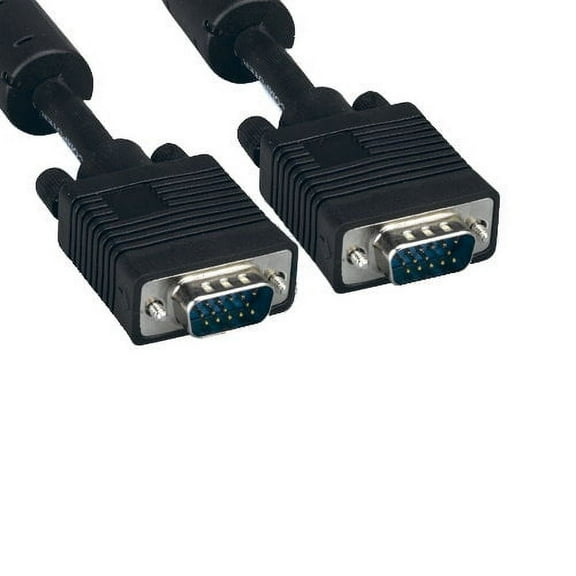 Kentek 100 Feet FT Super VGA SVGA HD15 15 pin male to male M/M video cable cord 28 AWG EMI filter ferrite mini-coax twisted pairs molded for PC TV monitor black