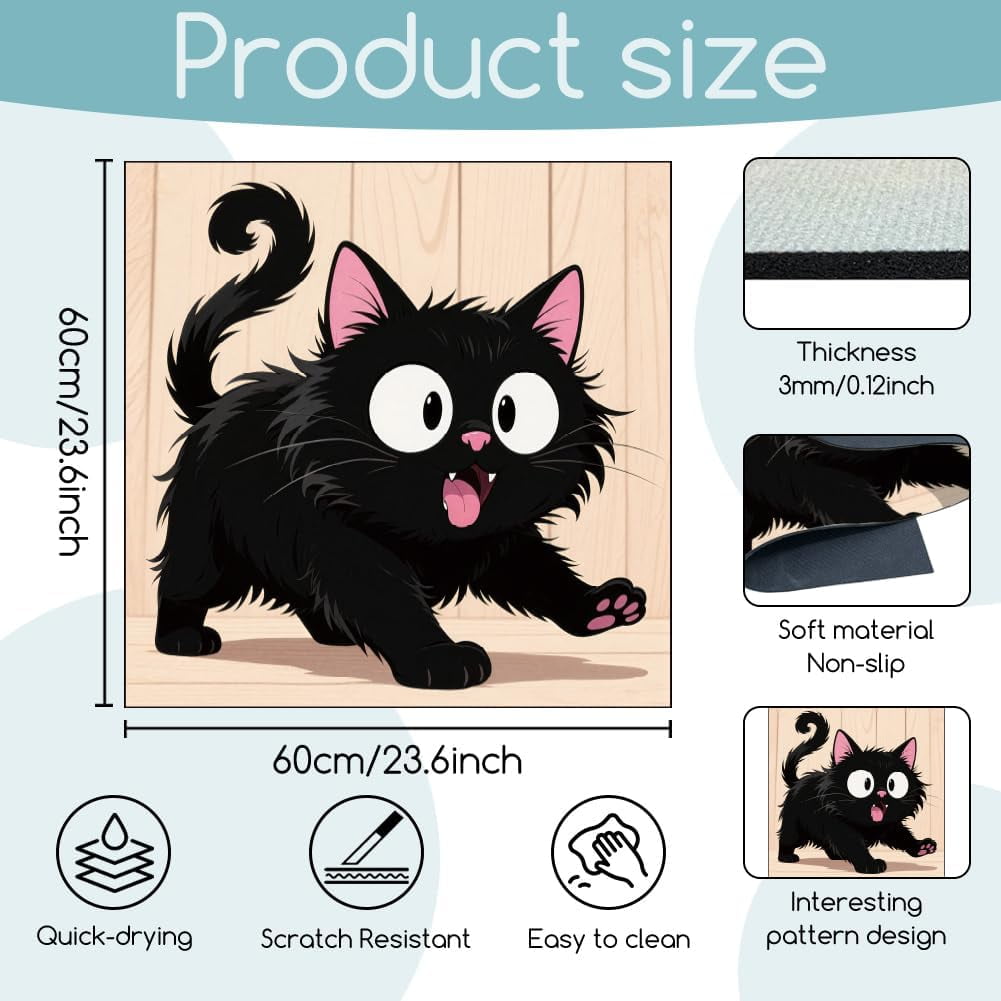Funny Black Cat Laundry Washer Dryer Dust Cover Mat 23.6x23.6inch