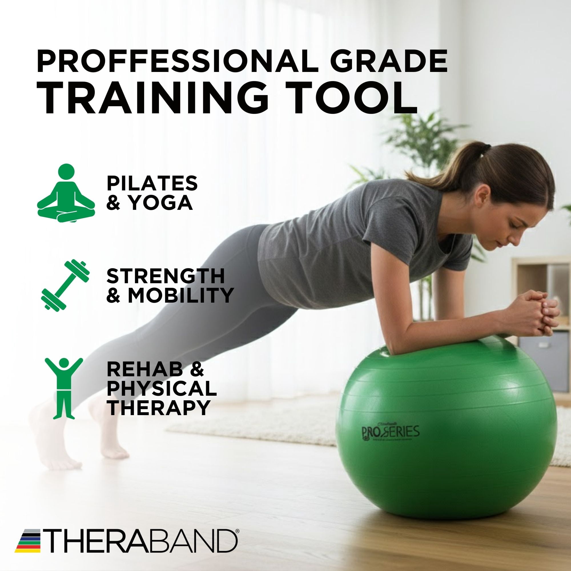 THERABAND Pro Series Stability Ball, 65 cm, Green, 1 Pack