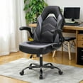 thumbnail image 4 of COCOKUN Gaming Chair with Adjustable PU Leather Seat, Flip-Up Armrests, and Swivel Design, Perfect for Home Office, Gaming, or Entertainment – Ideal for Adults, Kids, and Gamers, Grey/Black, 4 of 7