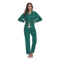 thumbnail image 3 of ANLIQI Women's 100% Cotton Long Sleeve Pajama Sets Button Down Notched Collar Sleepwear Soft Lounge Pjs with Pockets (Green,XL), 3 of 6