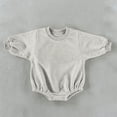 thumbnail image 4 of QIbmong Newborn Infants Cotton Romper Long Sleeve Crew Neck Soft Outwear Bodysuit Casual Pull on Snap Button Fall Winter Clothes(12-18 Months,Gray), 4 of 6