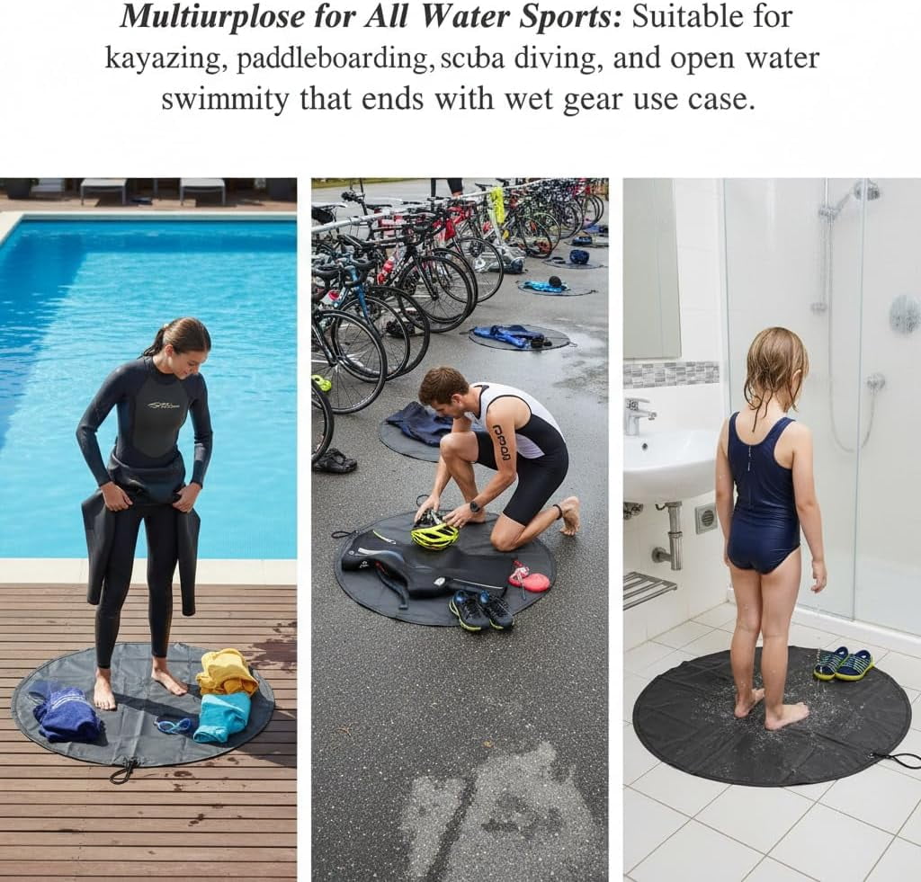 Wetsuit Changing Mat, Waterproof Swim Change Mat Bag with Drawstring, 90cm Diameter for Surf & Outdoor Swimming