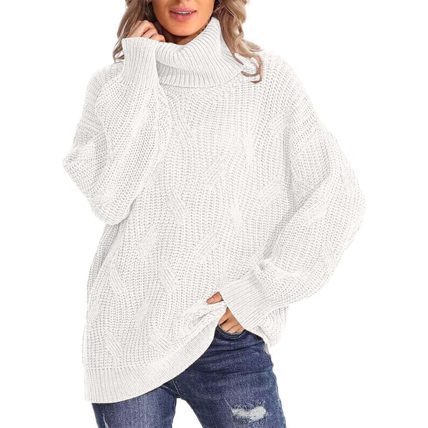 Suéter de cuello alto de moda para mujer, suéter de manga larga, suéter informal de cuello alto, suéter para mujer