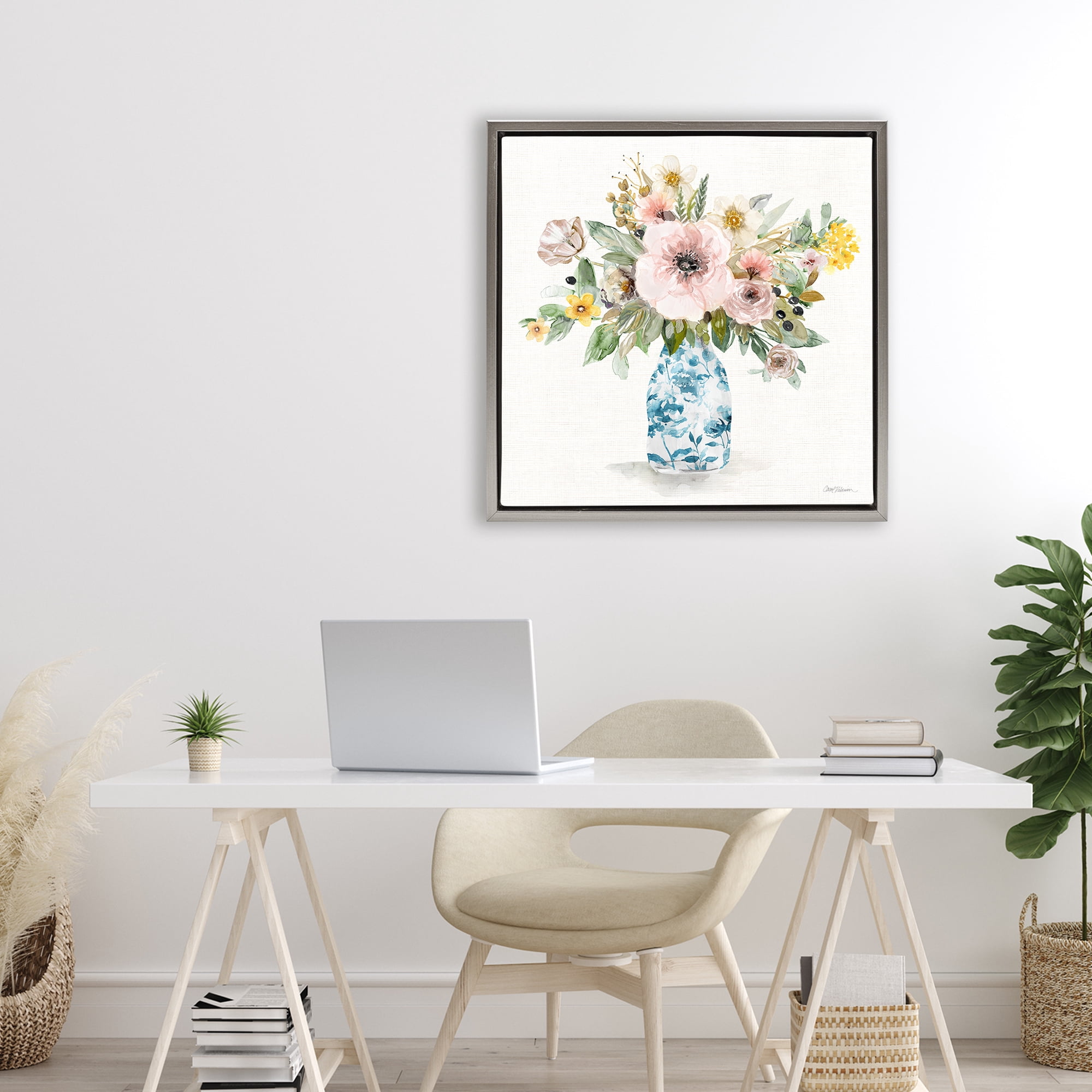 Stupell Industries Summer Chinoiserie Assortment Gray Framed Floater Canvas Wall Art, design by Carol Robinson