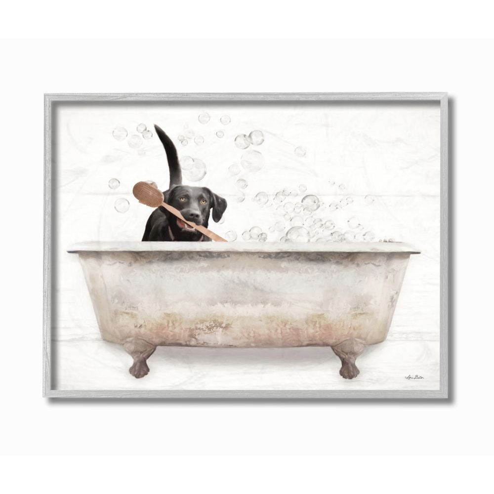 Stupell Industries Happy Labrador in Rustic Bubble Bath Design Designed by Lori Deiter