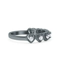 thumbnail image 2 of Black Tone, Simulated Cubic Zirconia Size-10 Half Eternity Ring Wedding Engagement Band Heart Ring 925 Sterling Silver, 2 of 7