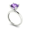 thumbnail image 2 of 3ct Round Cut Purple Alexandrite 18k White Gold Engraving Statement Bridal Wedding Solitaire Designer Ring Size 10, 2 of 5