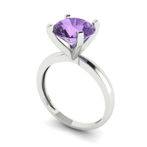 3ct round cut alexandrite 18k white gold Bridal Wedding Engagement Promise Anniversary Ring for Women size 3.75