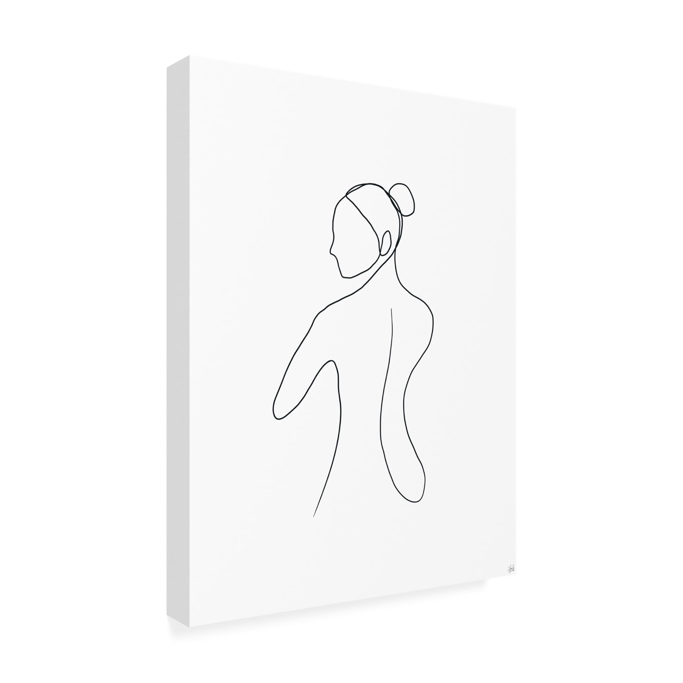 Canvas Wall Art - Line and Brush 'Line Female Back 3' Wall Art for Living Room, Bedroom, or Office Décor by Trademark Fine Art - 14 x 19 Inches