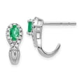 thumbnail image 3 of 14K White Gold Plated 1 & 8Ct Diamond & Emerald Hoop Earrings, 3 of 5