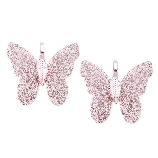 2 piezas de dijes para pendientes de moda, collares, colgantes, accesorios para el cabello, mariposas ROSADO