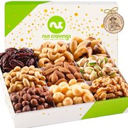 Nut Cravings Nuts Gift Basket White Box (9 Assortments) Premium Healthy Kosher Snack Tray Platter
