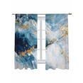 thumbnail image 2 of Sheer Curtains 63 Inches Long, Blue Oil Painting Light Filtering Window Curtains for Living Room/Bedroom, Modern Marble Art Abstract Rod Pocket Voile Sheer Curtain Drapes, 52"W x 63"L, 2 Panels, 2 of 8
