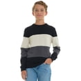 thumbnail image 5 of Sezzit Boys 100% Cotton Crewneck Sweater Soft Knit Pullover for Fall and Winter Long Sleeve Warm Knit - Black Stripes - Size 4, 5 of 7