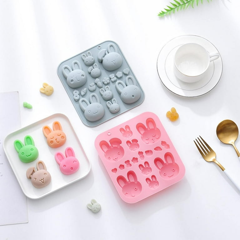 CLZOUD Cake Pop Molds Shapes Cute Bunny Theme Silicone Gel Homemade Diy  Chocolate Candy Molds Silica Gel Pink Reusable Easy Release 