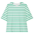 thumbnail image 4 of ZACPNCV Girls Short Sleeve T Shirt with Biker Shorts Set Striped Print 2 Piece Summer Outfits Green 5-6 Years, 4 of 8