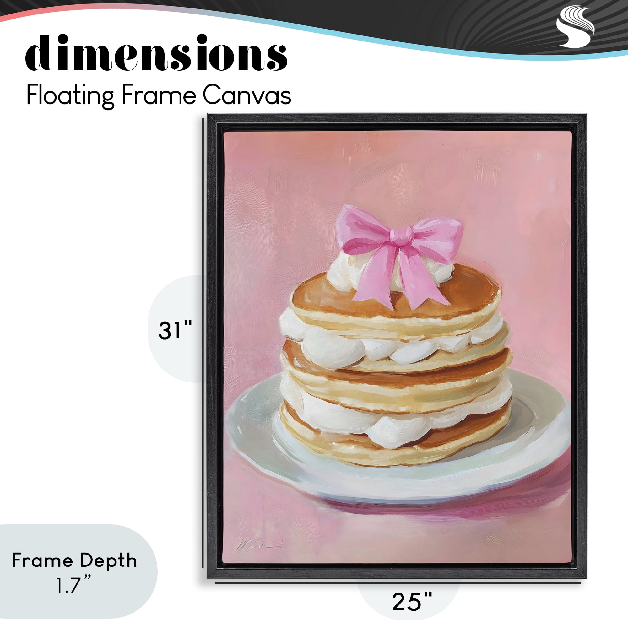 Stupell Industries Coquette Pancakes with Whipped Cream Black Framed Floater Canvas Wall Art, design by The Prints Vibe