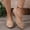 Khaki, variant on Women's Wedge Shoes for Women Trendy Round Toe Cutout Breathable Leather Wedge Pumps Comfortable Casual Dress Shoes Spring Summer Fashion Plus Size Black Shoes for Women