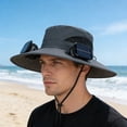 thumbnail image 3 of RICHMJ Solar Powered Fan Hat for Men Women, Wide Brim Hat with 2 Fans UPF 50+, For Outdoor Fishing Beach Sun Hat ,Mountaineering(B), 3 of 7