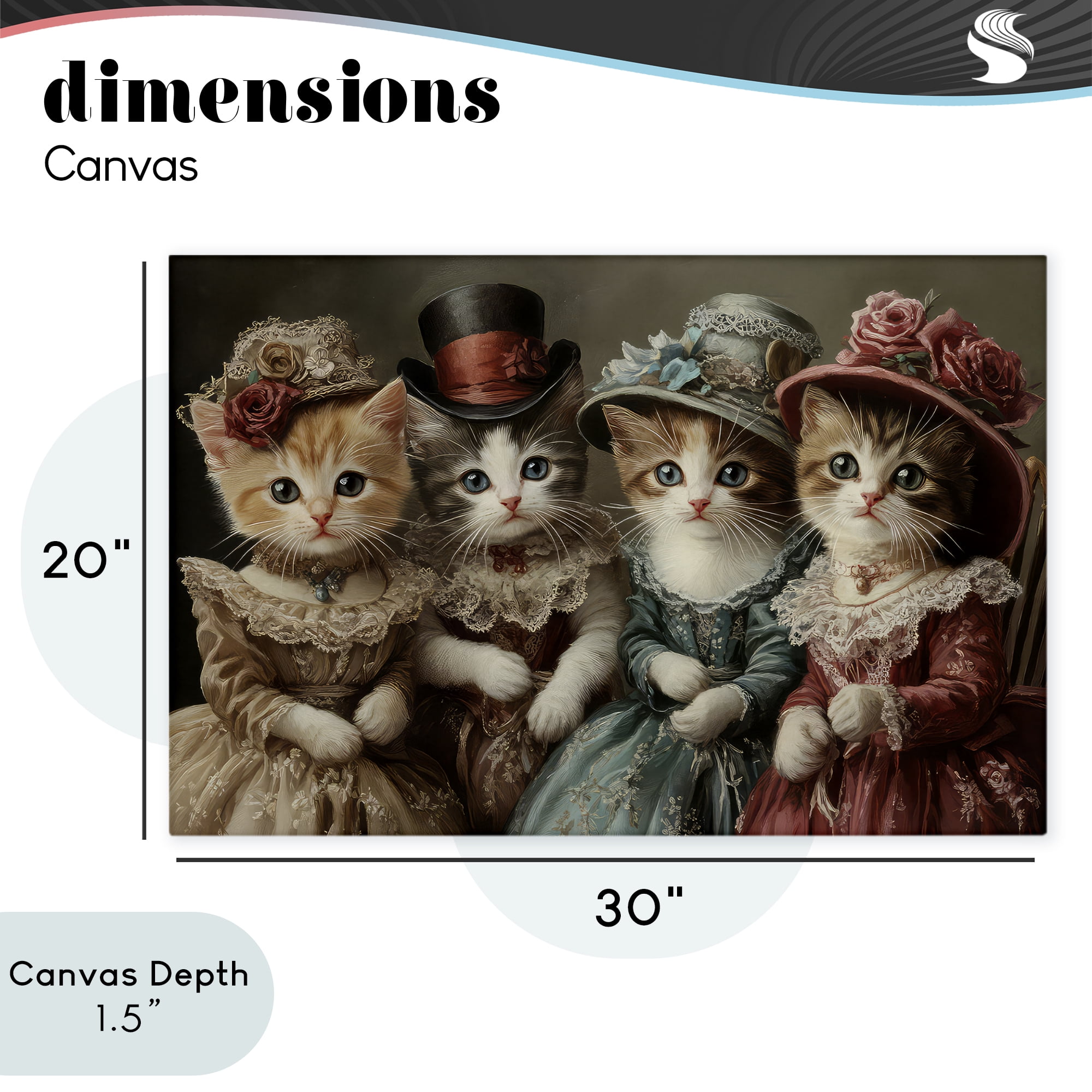 Stupell Industries Vintage Dress Kittens Canvas Wall Art, design by The Wands Want