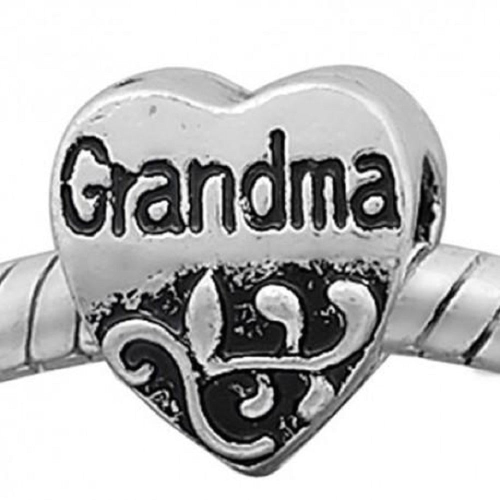 Set of 3 Silvertone Small Grandmother Stainless Steel Engraved You Are More Loved Charm Beads 
