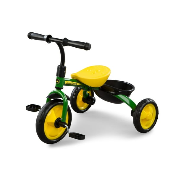 John Deere Steel Trike, 3Wheel Kids Tricycle With Hauling Basket