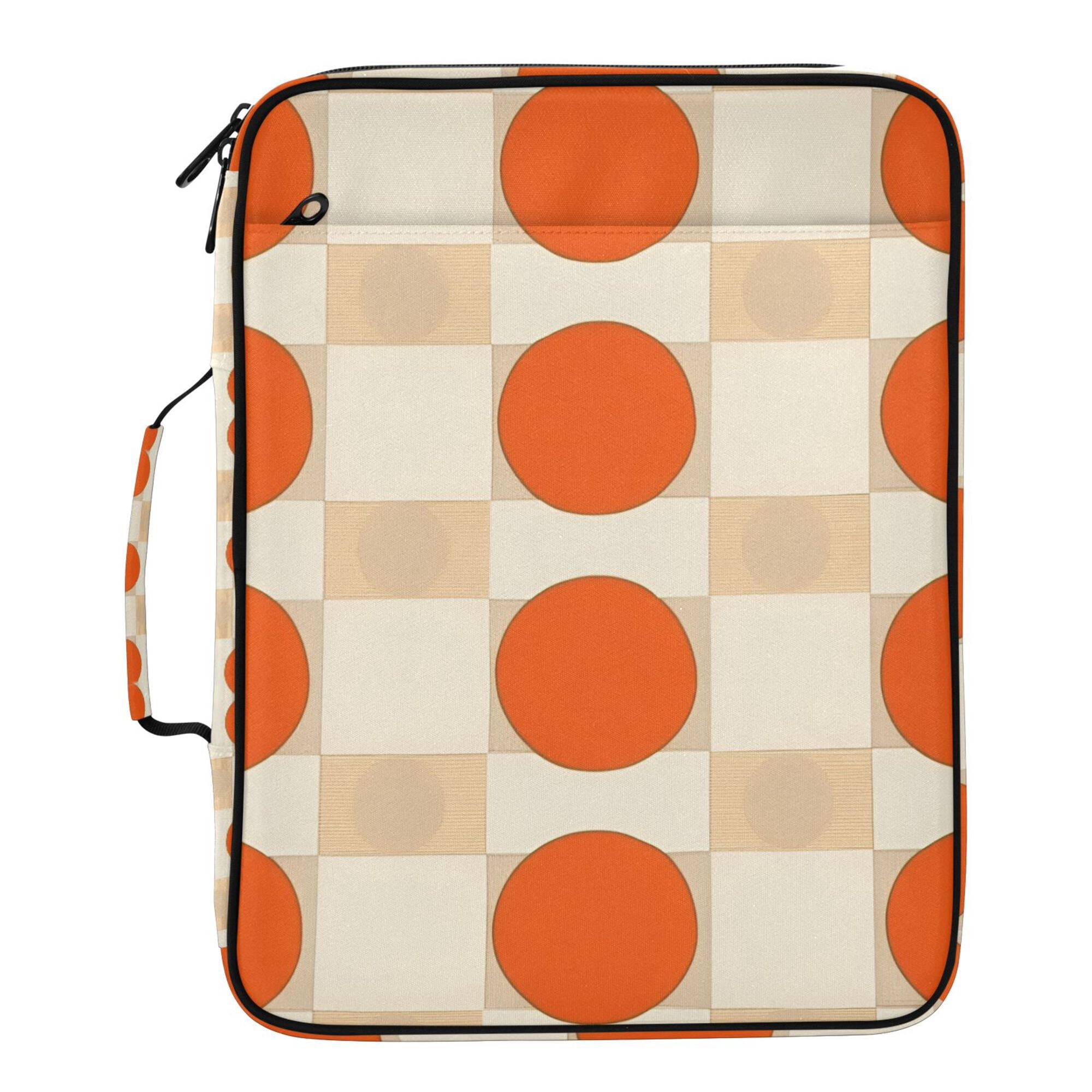 FORMRS Accordion File Folder A4 Size 7-Pocket Expanding Document Organizer Bag with 3 Ring Binder, Orange Geometric Circles