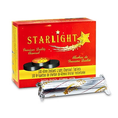 Starlight  40MM Charcoal Tablets for Incense Disk– Premium Instant Light Charcoal Tablets Briquettes Pack of 100 Coals- Resin Burner Rolls