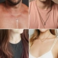thumbnail image 2 of MINKUROW Cross Necklace for Men - Stainless Steel Silver Gold Black Plain Cross Pendant Necklace Simple Jewelry Gifts,16-24 Inches Chain, 2 of 7
