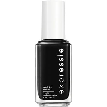 essie expressie quick-dry nail polish, black nail polish, now or never, 0.33 fl. oz.