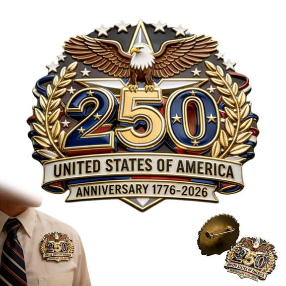 Virenlux America 250th Birthday Enamel Pins 1776-2026 250 Years Anniversary Commemorative Lapel Pin Patriotic Keepsake of Freedom Heritage Versatile Accessory Collectible Gift for Americans