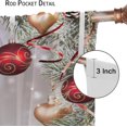 thumbnail image 6 of Retro Classic Christmas Ball Curtains, Rustic Winter Snowy Pine Branch Xmas Golden Red Decor Window Treatments, Thermal Insulation Blackout Rod Pocket for Living Room Bedroom Kitchen 84x84in, 6 of 8