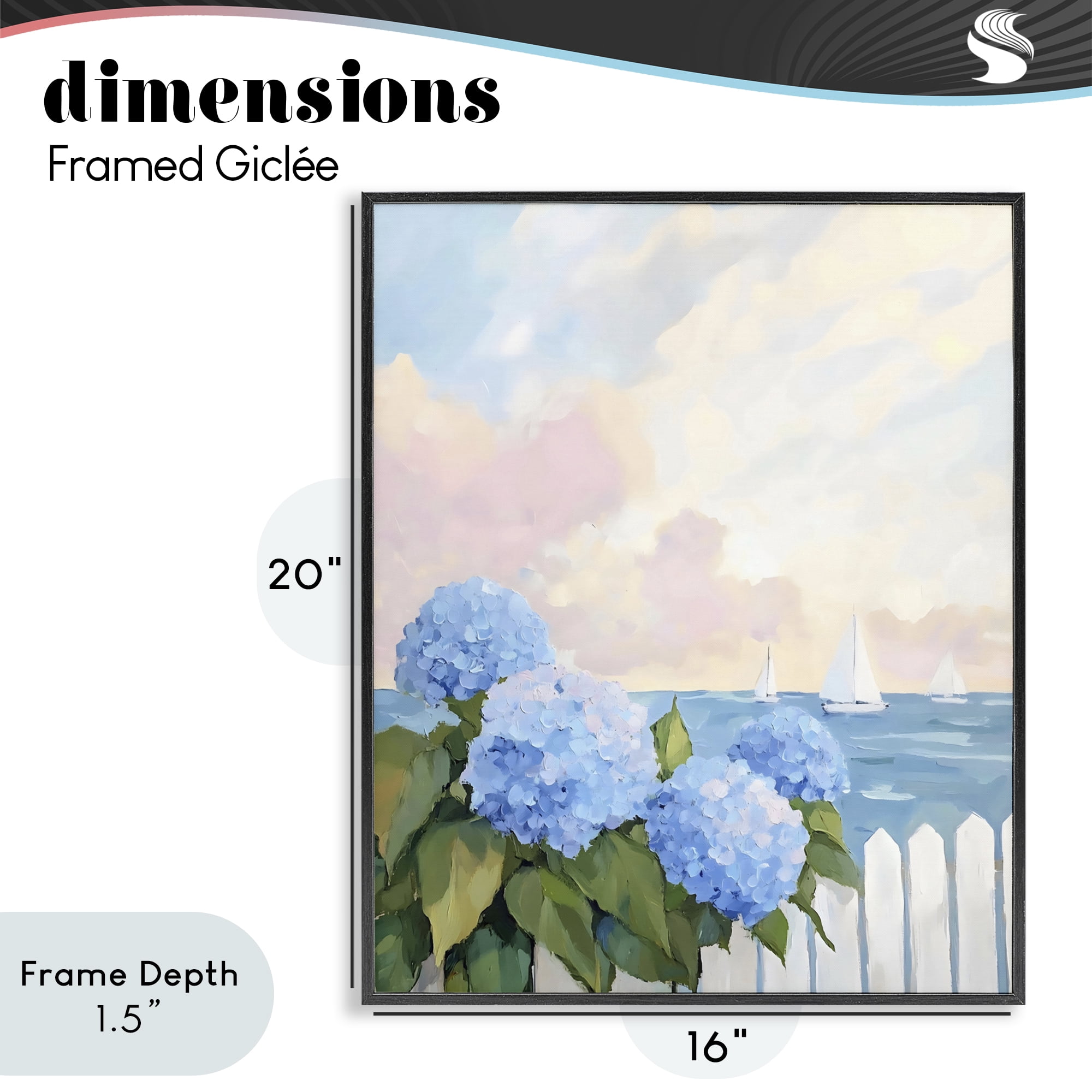 Stupell Industries Hydrangeas By The Sea Black Framed Giclee Art, design by Creative Studio