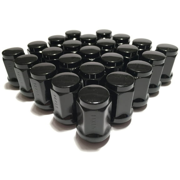 24 Black Bulge Acorn 14x1.5 Lug Nuts for Chevy, GM, GMC, Ford Truck Fitments by TYK Industries