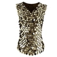 thumbnail image 6 of Landzoo Vest For Men Sequins Sleeveless V-Neck Undershirt Summer Cozy Soft Men Tank Tops Size L Gold, 6 of 6