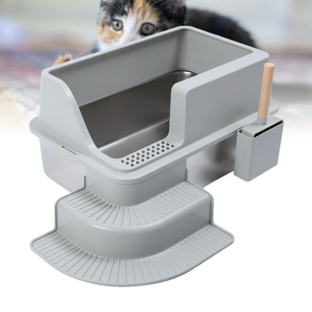Caja de de Gato Grande, Caja de para Gatos de Acero inoxidable de Mantenimiento fácil para Gatos Grandes