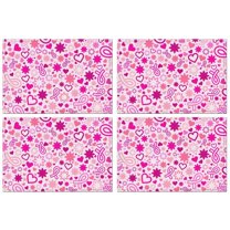 Pink Breast Cancer Summer Placemats Table Placemats Set Of 4-Linen Kitchen Washable Placemats Table Mats 11.8"x17.7" Non-Slip Heat Resistant
