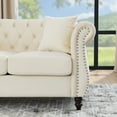 thumbnail image 6 of 58.8" Chesterfield Sofa, Velvet 2 Seater Sofa with Rolled Arms and Nailhead, Modern Loveseat Button Tufted Couch Sofa for Living Room, Bedroom, Office and Apartment, Beige, 6 of 9