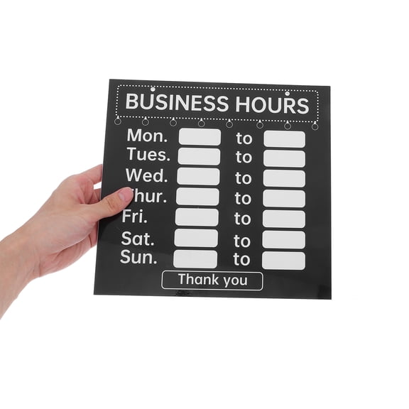 AURARMLET Writable Business Hours Sign for Restaurants Cafes and Retail Stores Black Plastic and Wood Design 11.8 x 7.9 Inches