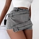 thumbnail image 4 of Falda Pantalón Vaquera para Mujer, Sexy, de Cintura Alta, Asimétrica, Corta y Minifalda. Gris XL, 4 of 7