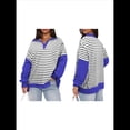 thumbnail image 3 of Sudaderas de Rayas para Mujer, Cuello en V, Jersey con Bloques de Color, Camisetas de Larga, Blusas Preppy, Conjuntos de Otoño. Negro Sobre M, 3 of 7