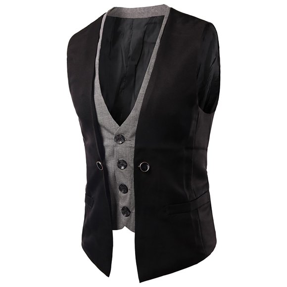 Men'S Autumn And Winter New Trend Stitching Two Piece Casual Vest Vest Men'S Outerwear Vests