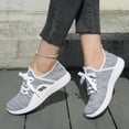 thumbnail image 5 of pwidon Women's Walking Sneakers Lightweight Lace Up Athletic Running Shoes Breathable Fly Knit Casual Sport Trainers Grey Black Gray 6.5, 5 of 6